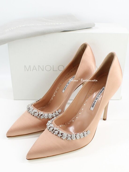 Manolo Blahnik Shoes - NEW MANOLO BLAHNIK Olarana 105 Crystal Embellished Satin Pumps, EU 40